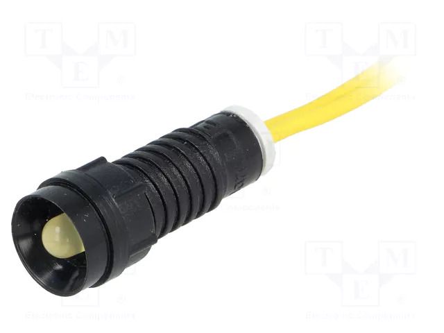 Indicator: LED; recessed; yellow; 230VAC; Ø11mm; IP40; cables; 300mm POLAM-ELTA LY-D5-230AC