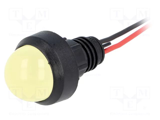 Indicator: LED; prominent; yellow; 220VDC; Ø13mm; IP40; cables POLAM-ELTA LY-D20-220DC
