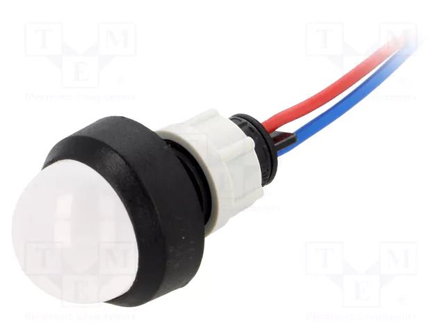 Indicator: LED; prominent; white; 12VDC; 12VAC; Ø13mm; IP40; cables POLAM-ELTA LW-D20-12AC/DC