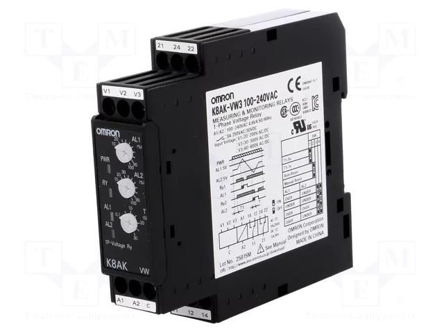 Voltage monitoring relay; undervoltage,overvoltage; 100÷240VAC OMRON K8AK-VW3-230