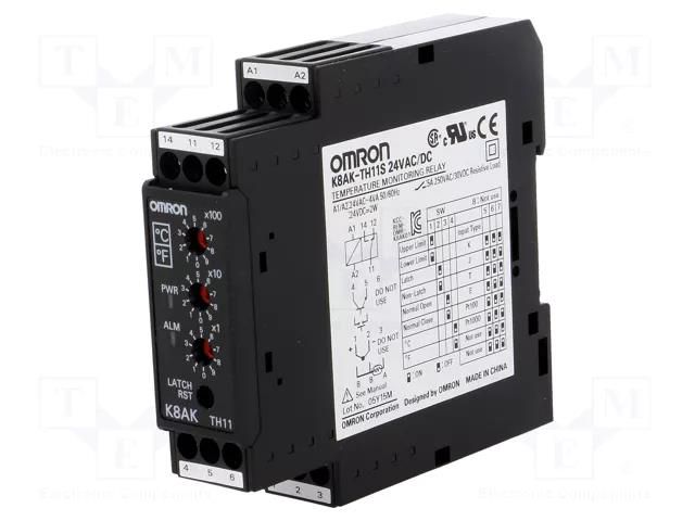 Temperature monitoring relay; temperature; 24VAC; 24VDC; SPDT OMRON K8AK-TH11S-24