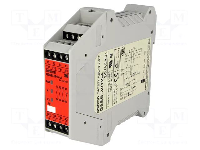Module: safety relay; 24VAC; 24VDC; IN: 2; for DIN rail mounting OMRON G9SB-3012-A