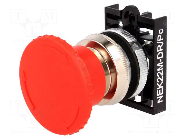 Switch: emergency stop; 22mm; Stabl.pos: 2; red; IP55; mushroom PROMET NEK22M-DR/PC