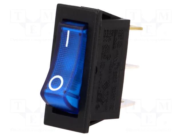 ROCKER; SPST; Pos: 2; ON-OFF; 10A/250VAC; blue; neon lamp; R13-91-AC SCI RS1391BBBL2N2