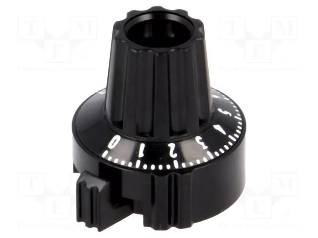 Precise knob; Shaft d: 6mm; Ø22.8x23.1mm; black; Shaft: smooth MENTOR PPR-ARET