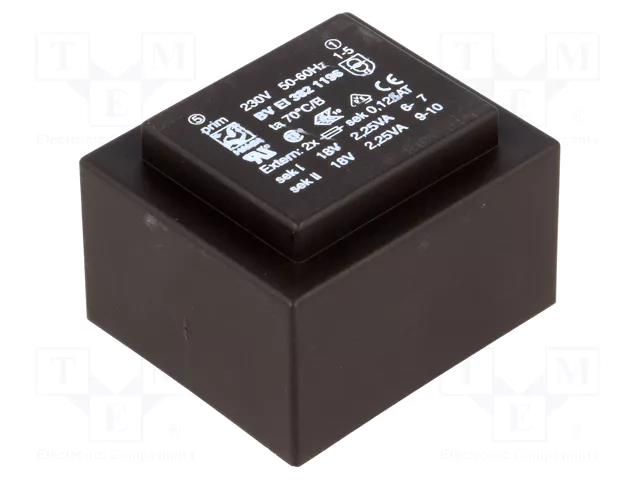 Transformer: encapsulated; 4.5VA; 230VAC; 18V; 18V; 125mA; 125mA HAHN BVEI3821196