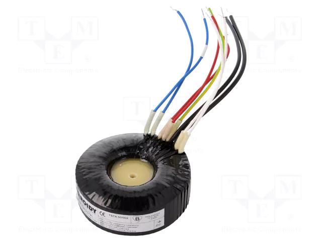 Transformer: toroidal audio; 50VA; 115VAC; 200V; 15V; 100mA; 2A TOROIDY TSTA50/002