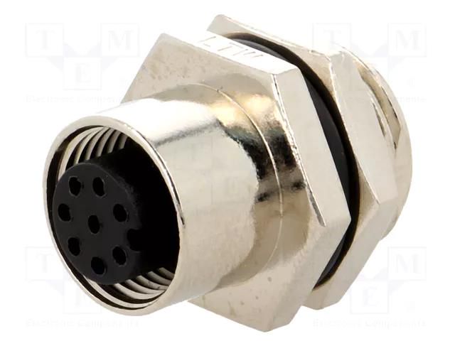 Connector: M12; socket; PIN: 8; female; 30V; IP68,IP69K; soldering AMPHENOL LTW 12-08PFFS-SH8001