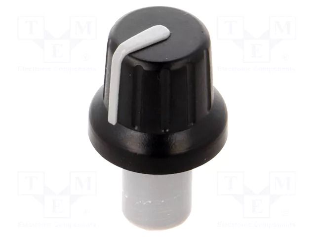Knob; with pointer; ABS; Øshaft: 6mm; Ø15.8x13.8mm; black; push-in SR PASSIVES GMN-4P1.5-GY