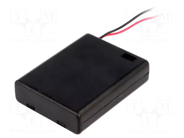 Holder; AAA,R3; Batt.no: 4; cables; 150mm; black COMF SBH-441A