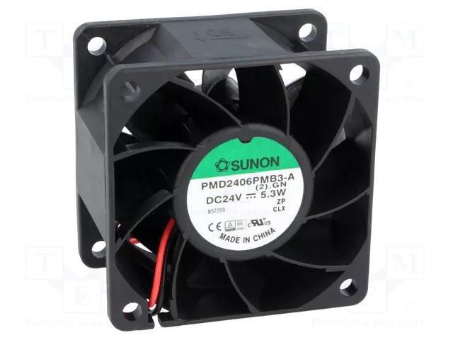 Fan: DC; axial; 24VDC; 60x60x38mm; 70.5m3/h; 47dBA; ball; 6000rpm SUNON PMD2406PMB3A