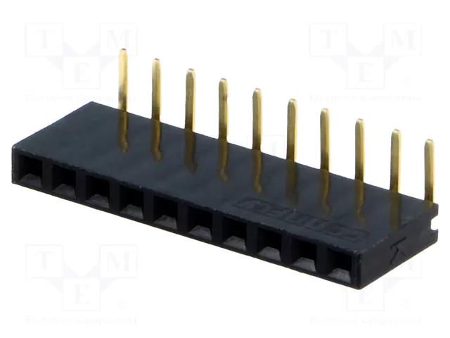 Connector: pin strips; socket; female; PIN: 10; angled 90°; 3A; THT CONNFLY ZL263-10SG