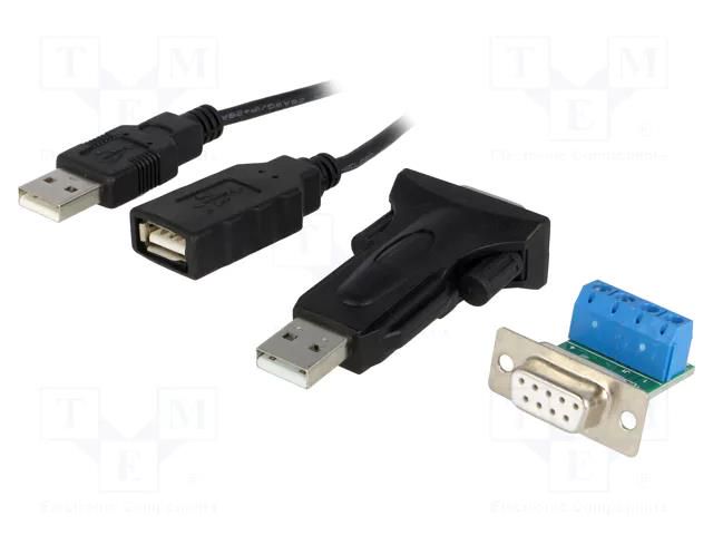 USB to RS485 converter; D-Sub 9pin plug,USB A plug; 0.8m DIGITUS DA-70157