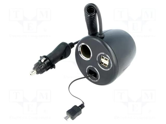 Cigarette lighter splitter; Sup.volt: 7÷12VDC; Inom: 10A; black SCI A13-75A193A-W13