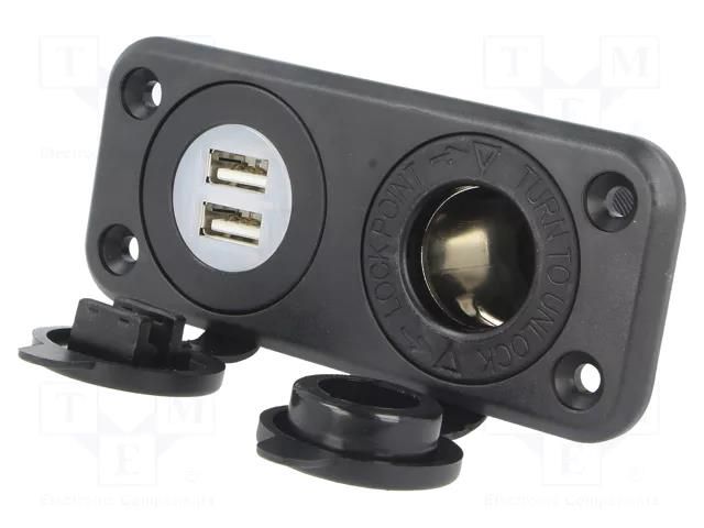 Car lighter socket; car lighter socket x1,USB A socket x2 SCI A13-142194BPD-BB3