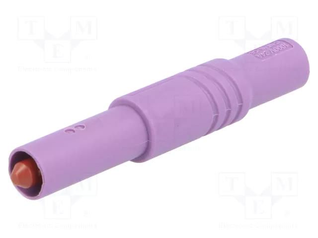 Connector: 4mm banana; plug; 24A; 1kV; 1kVDC; violet; insulated; 3mΩ HIRSCHMANN T&M 934097-109