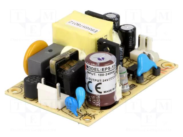 Power supply: switching; open; 15W; 120÷370VDC; 85÷264VAC; OUT: 1 MEAN WELL EPS-15-24