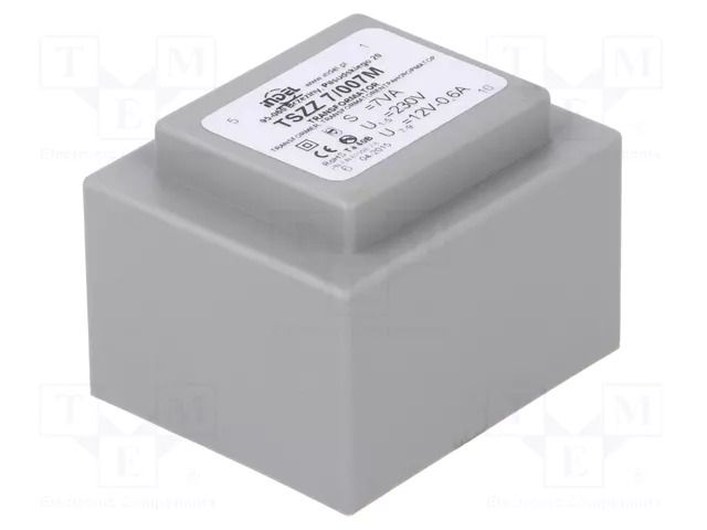 Transformer: encapsulated; 7VA; 230VAC; 12V; 580mA; PCB; IP00 INDEL TSZZ6/12V