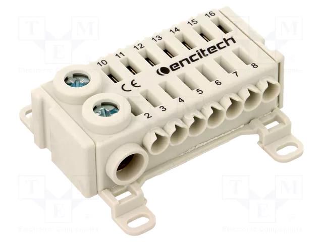 Splice terminal: distribution block; 76A; 690V; grey; polyamide ENCITECH EST142F-GREY
