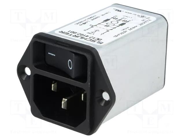 Connector: AC supply; socket; male; 6A; 250VAC; C14 (E); DC12 SCHURTER DC12.4102.001
