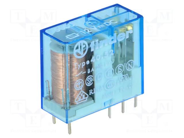 Relay: electromagnetic; DPDT; Ucoil: 12VDC; Icontacts max: 15A FINDER 40.52.9.012.5000