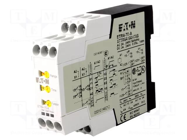 Timer; SPDT; 250VAC/5A; for DIN rail mounting EATON ELECTRIC ETR4-70-A