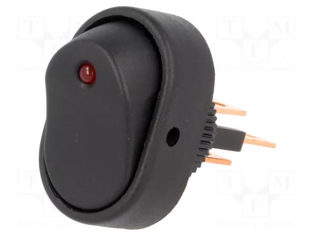 ROCKER; SPST; Pos: 2; ON-OFF; 15A/24VDC; black; LED; R13-133-DC; oval SCI R13133L01BBRL2