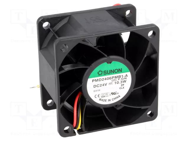 Fan: DC; axial; 24VDC; 60x60x38mm; 96m3/h; 56dBA; ball; Out: F type SUNON PMD2406PMB1AF