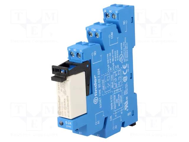 Relay: interface; DPDT; Ucoil: 24VDC; 8A; 8A/250VAC; 8A/30VDC; 38.52 FINDER 38.52.7.024.005