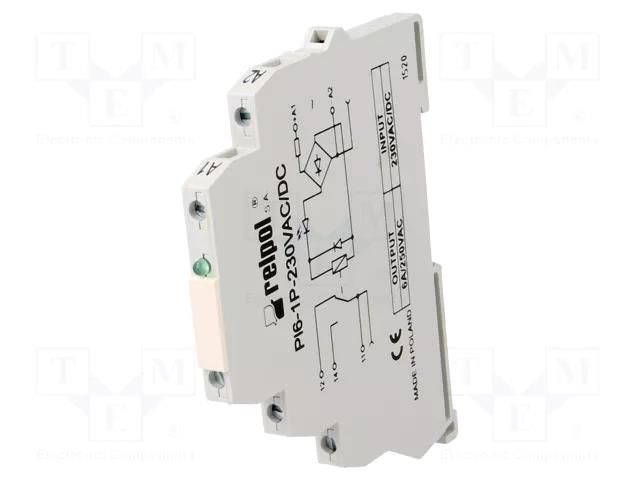 Relay: interface; SPDT; Ucoil: 230VAC,230VDC; 6A; SPDT; 6A/230VAC RELPOL PI61P230VAC/DC