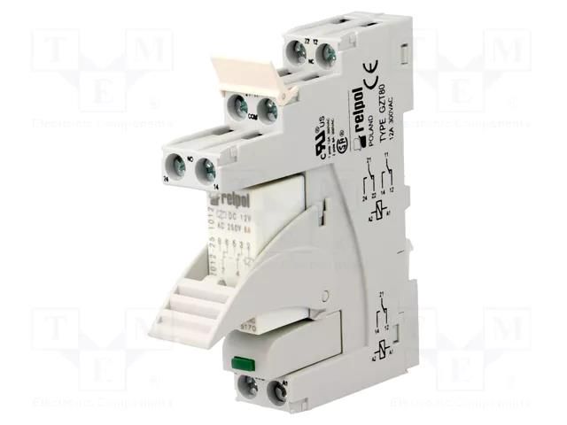 Relay: interface; DPDT; Ucoil: 12VDC; 8A; 8A/230VAC; 8A/24VDC; PI84 RELPOL PI84-12DC-M41G