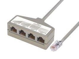 ENET CORD, RJ45 PLUG-4X RJ45 JACK, 12" ECS404-12