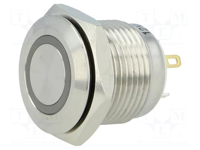 Switch: vandal resistant; Pos: 2; SPST-NO; 2A/36VDC; IP65; OFF-(ON) ONPOW V16-10R-12W-S