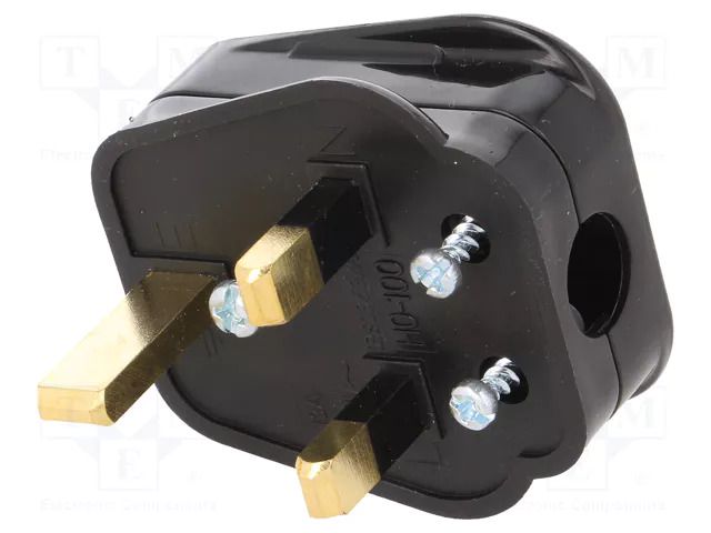 Connector: AC supply; plug; 2P+PE; 250VAC; 13A; black; PIN: 3; angled LIAN DUNG PC-GB13
