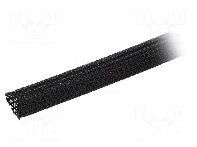 Braid; ØBraid : 12.7mm; polyester; black; UL94V-0; incised ALPHA WIRE G1301/2-BK007