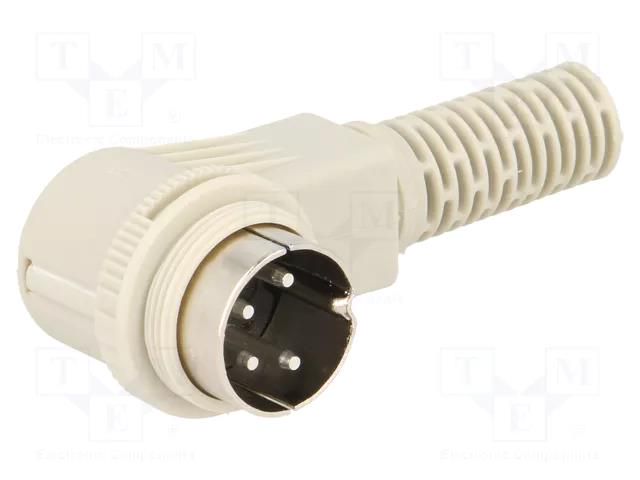 Connector: DIN; plug; male; PIN: 4; 216°; angled 90°; for cable HIRSCHMANN MAWI4100