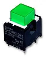 SWITCH, SPST, LATCHING, GREEN A3AA-91L1-00EG