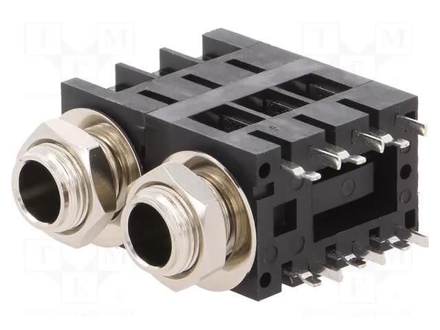 Connector: Jack 6,3mm; socket; female; ways: 3; angled 90°; THT AMPHENOL ACJS-MHDCM