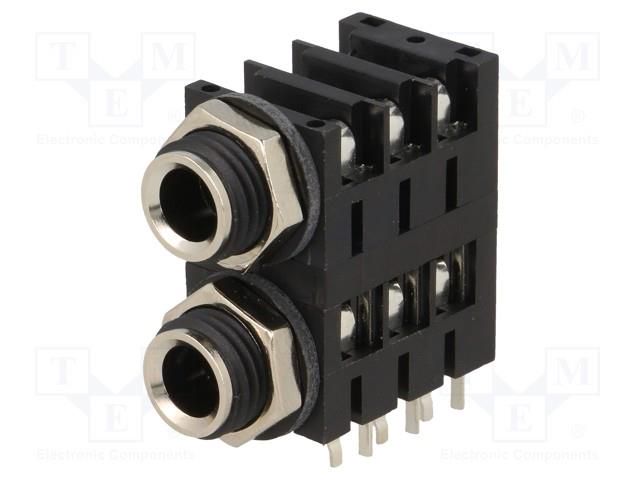 Connector: Jack 6,3mm; socket; female; ways: 3; angled 90°; THT AMPHENOL ACJS-MHDC