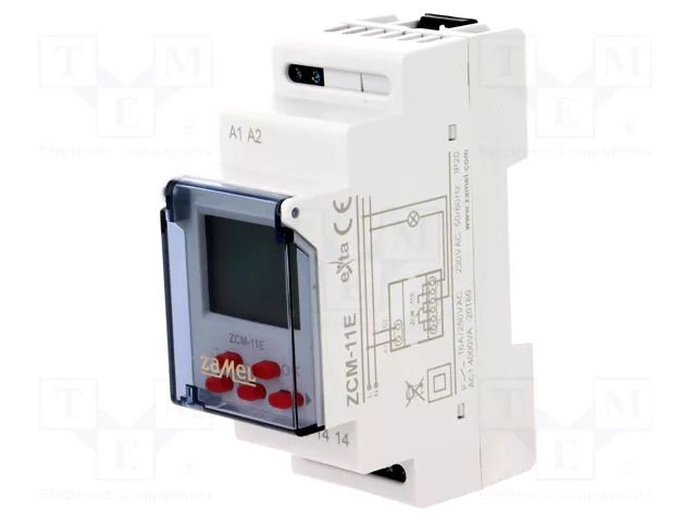 Programmable time switch; Range: 24h / 7days; SPDT; 230VAC; PIN: 5 ZAMEL ZCM-11E
