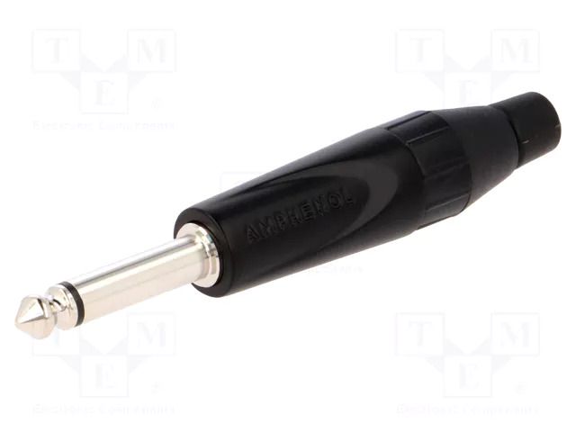 Connector: Jack 6,3mm; plug; male; mono; ways: 2; straight; black AMPHENOL TM2PB