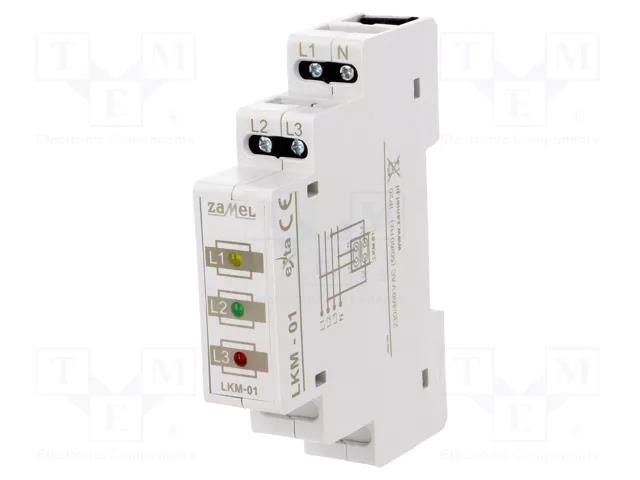 Module: voltage indicator; 3x400VAC; IP20; for DIN rail mounting ZAMEL LKM-01-40