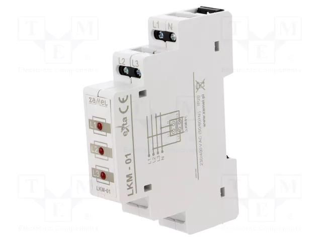 Module: voltage indicator; 3x400VAC; IP20; for DIN rail mounting ZAMEL LKM-01-10