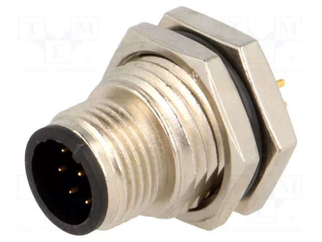 Connector: M12; socket; PIN: 8; male; 30V; IP68; THT; metal; 2A AMPHENOL LTW 12-08PMMP-SF8001