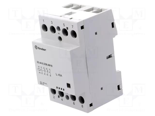 Contactor: 4-pole installation; 40A; 230VAC,230VDC; IP20; 22 FINDER 22.44.0.230.4610