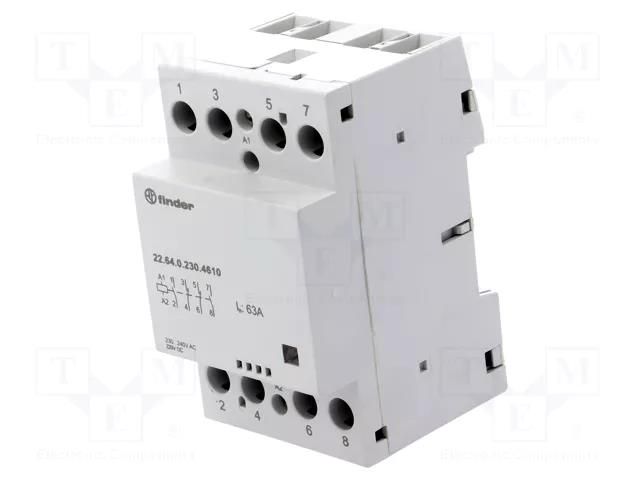 Contactor: 4-pole installation; 63A; 230VAC,230VDC; IP20; 22 FINDER 22.64.0.230.4610