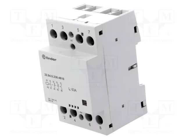 Contactor: 4-pole installation; 63A; 230VAC,230VDC; IP20; 22 FINDER 22.64.0.230.4610
