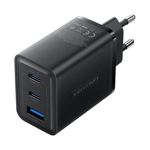 Wall charger, Vention, FERB0-EU,  2xUSB-C, USB- A, 65W/65W/30W, GaN (black), Vention FERB0-EU