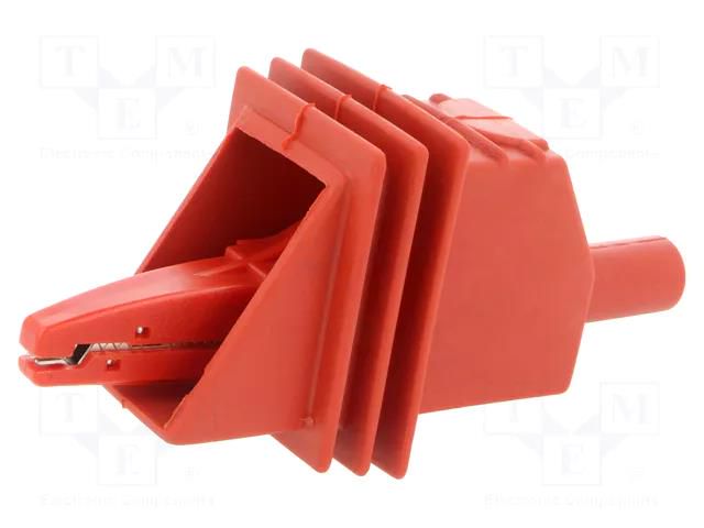 Crocodile clip; 20A; red; Grip capac: max.25mm; Socket size: 4mm ELECTRO-PJP PJ5450-R