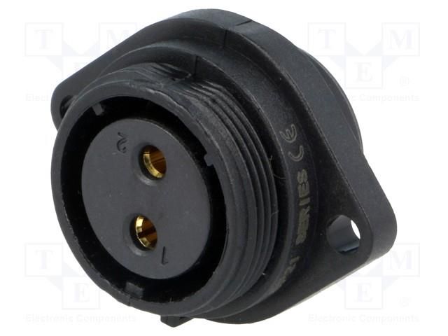 Connector: circular; socket; female; PIN: 2; IP68; SP21; 30A; 500V WEIPU SP2113/S2
